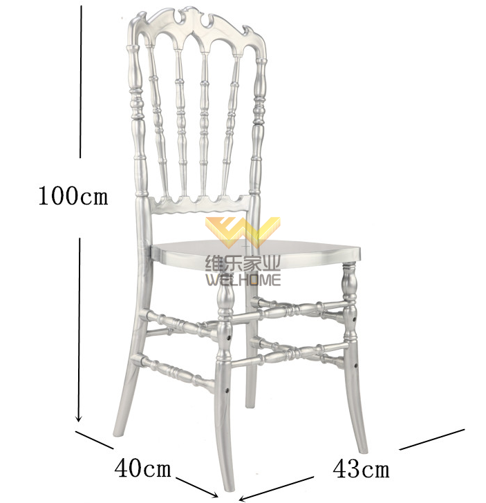 Silver Highback Resin Napoleon Chair for Wedding/Event
